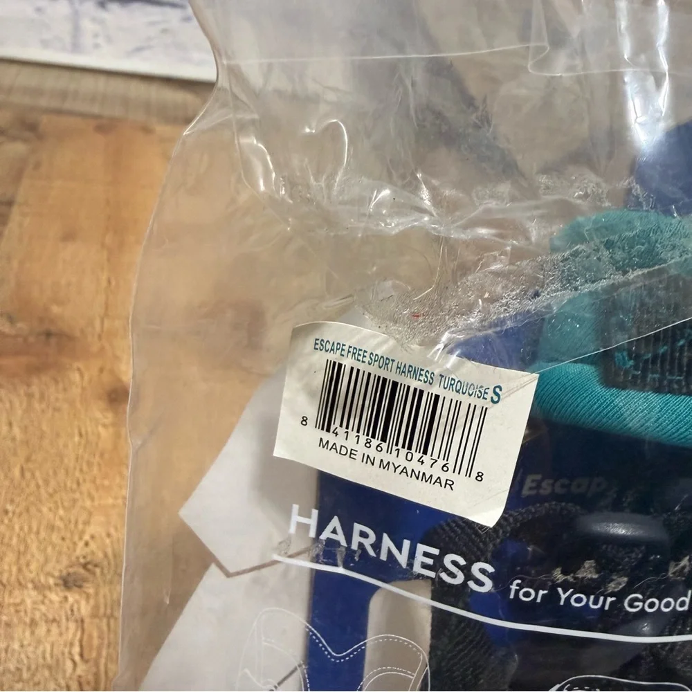 Gooby Escape Free sport Easy Fit Dog Harness, Turquoise NWT S